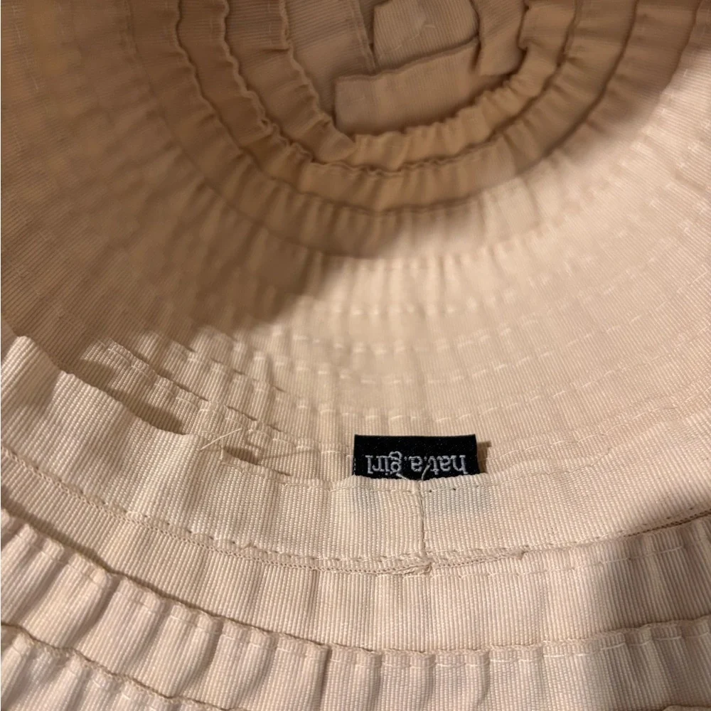 Cream Quilted Wide-Brim Sun Hat